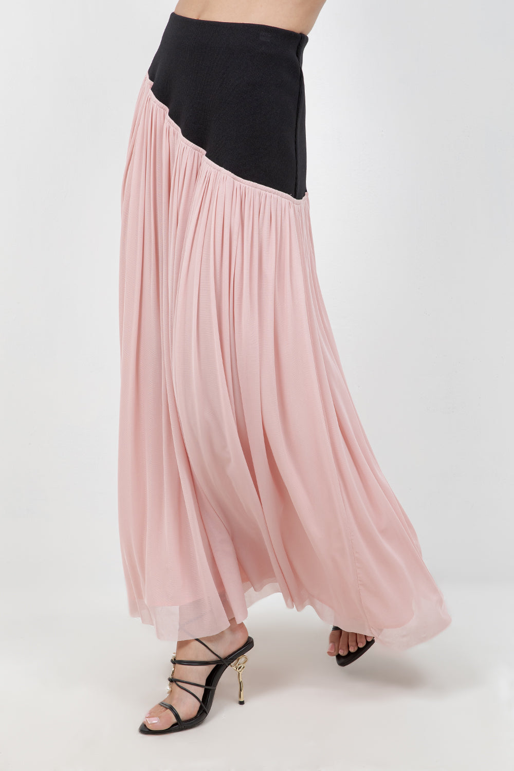MESH FLOWY SKIRT WITH KNITTED CONTRAST WAISTBAND - Whiteroom+Cactus