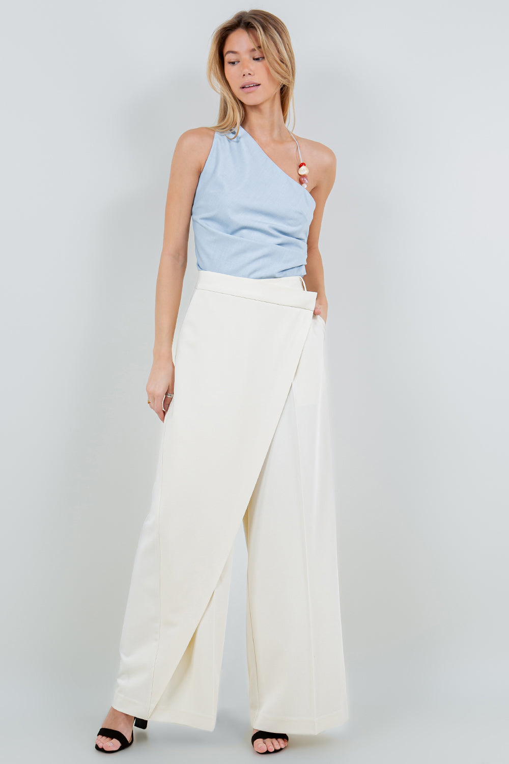 WRAP DETAIL WIDE PANTS - Whiteroom+Cactus