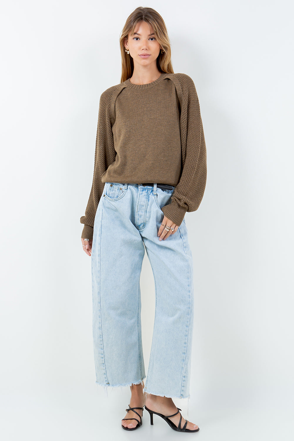 BOLERO EYELET CREWNECK SWEATER