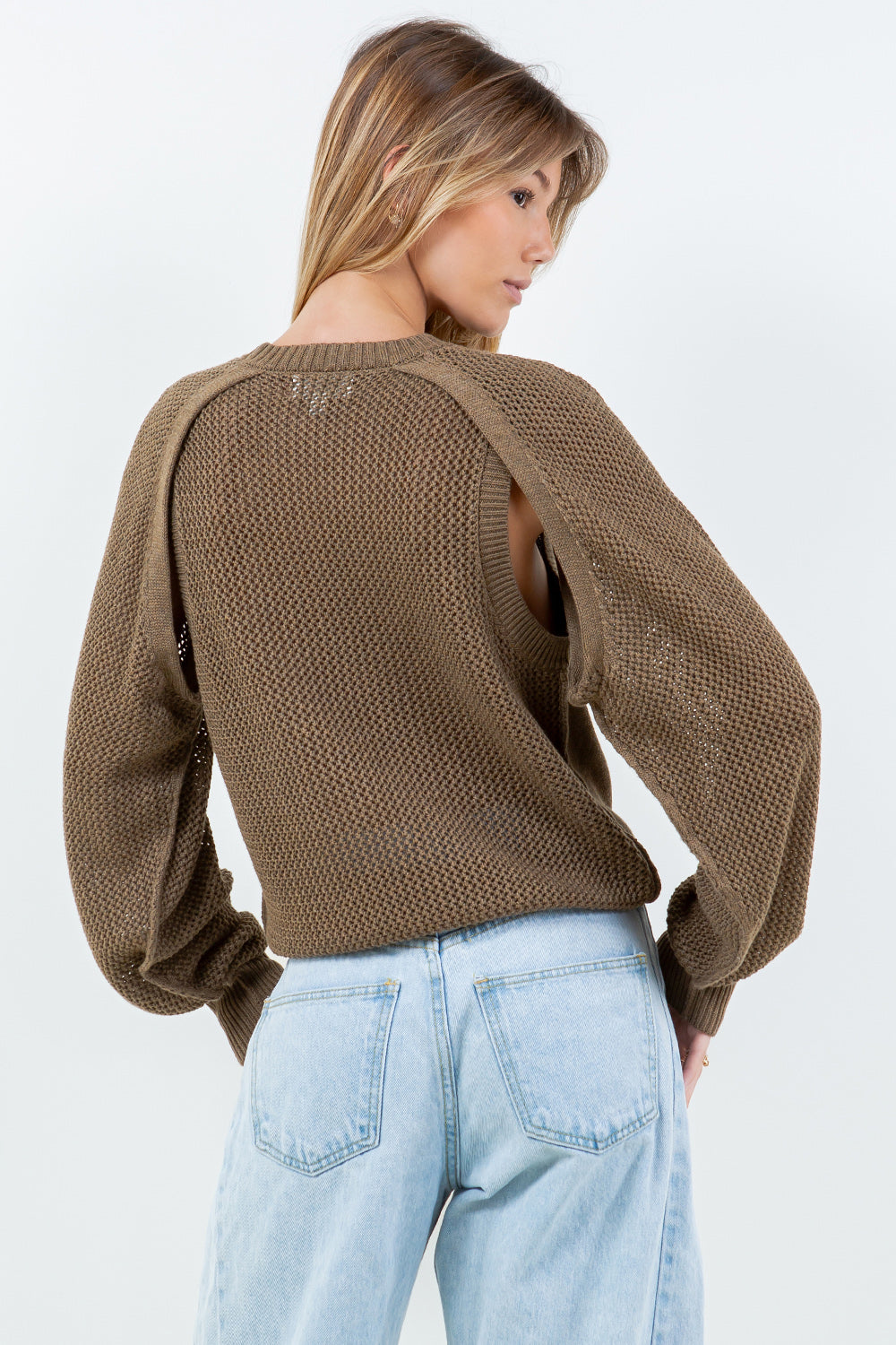 BOLERO EYELET CREWNECK SWEATER