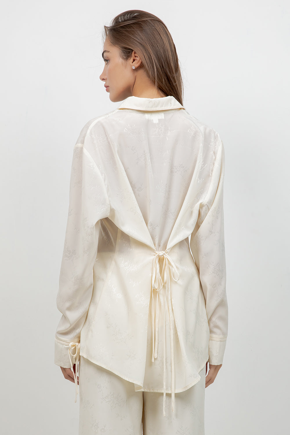 SOFT WOVEN SATIN SHIRT WITH ACCENT TIES