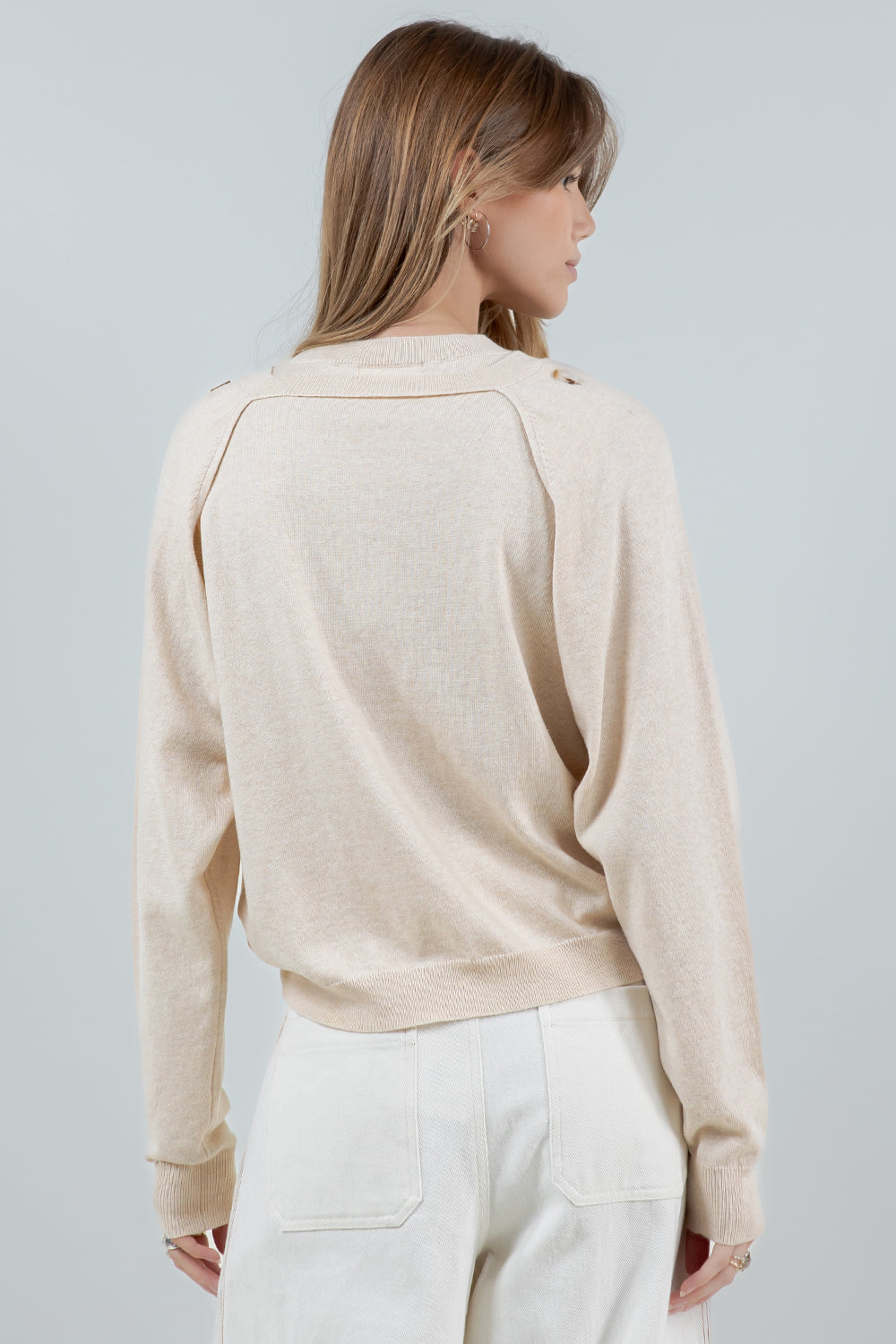 DOUBLE LAYER BOLERO KNITTED SWEATER - CREAM