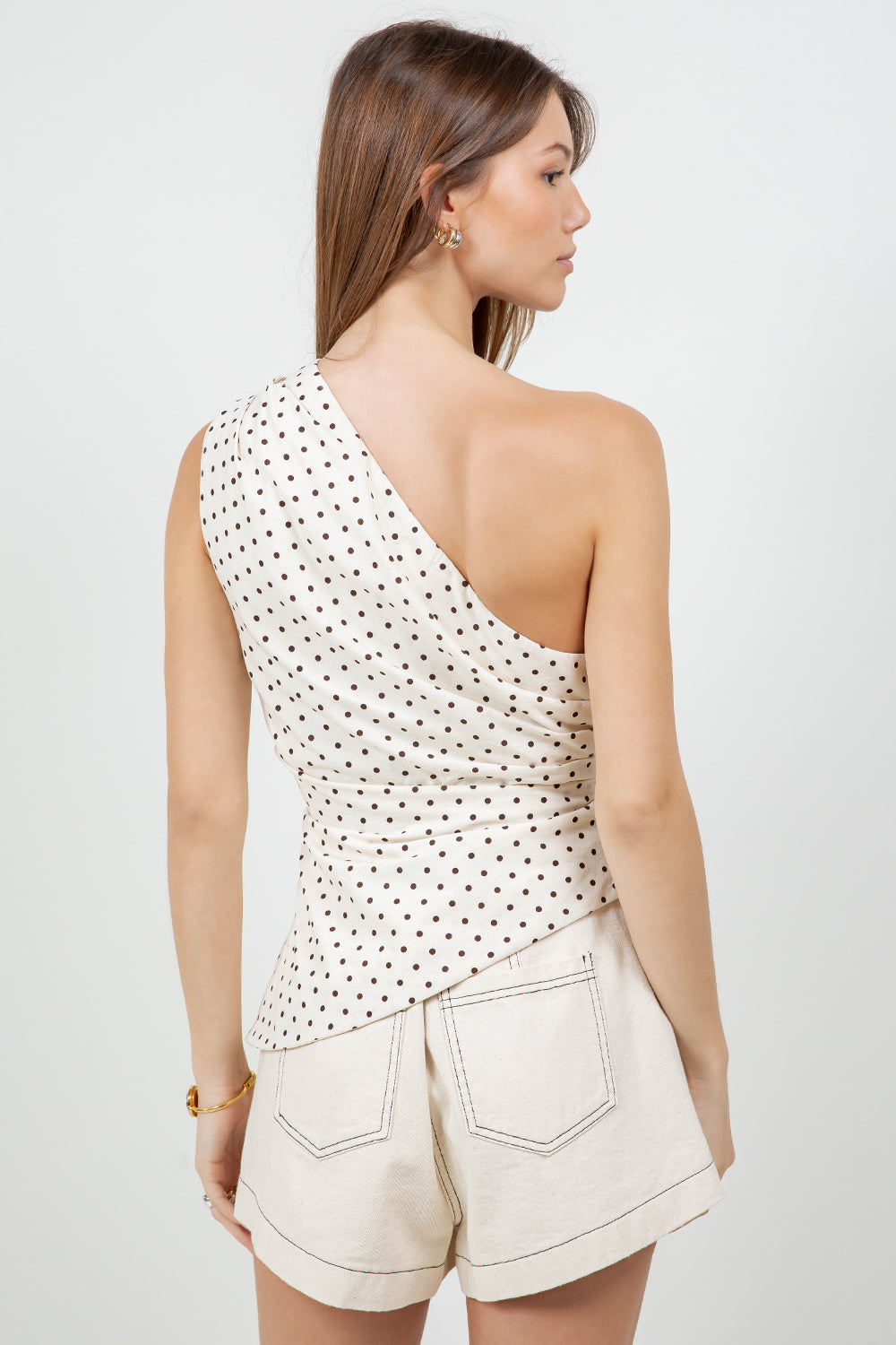 ASYMMETRICAL ONE SHOULDER POLKA DOT TOP - Whiteroom+Cactus