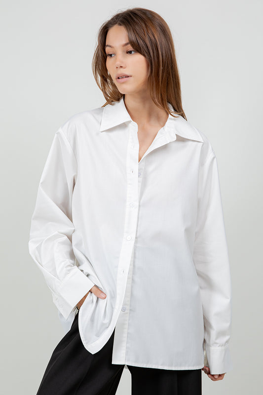 MULTI WEAR BACK PLACKET DETAILED POPLIN SHIRT - WHITE