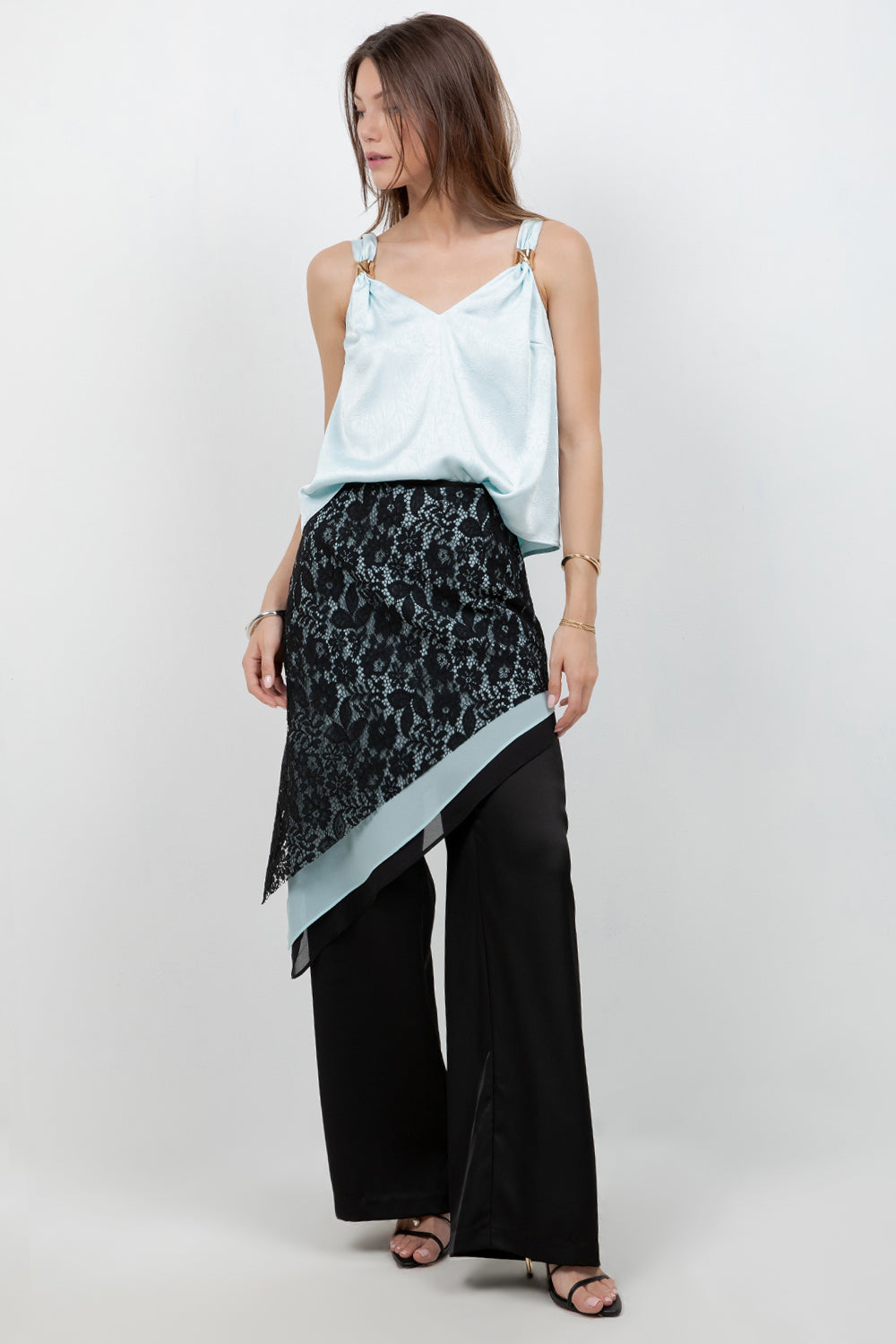 SATIN TANK TOP WITH METALLIC ACCENT RING - Whiteroom+Cactus