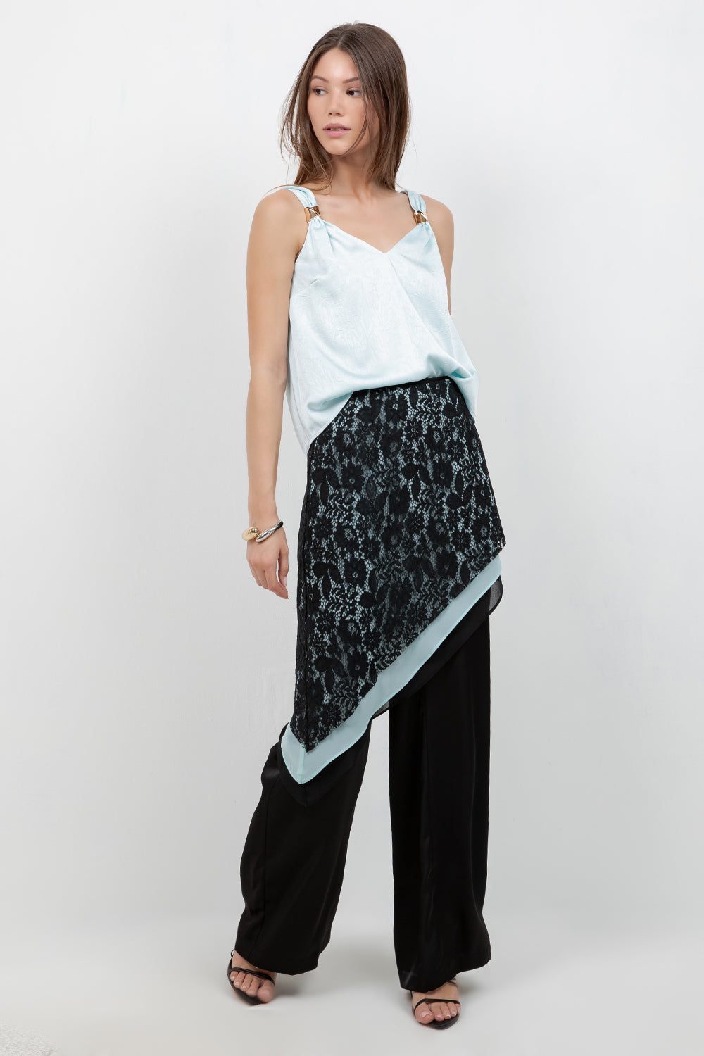 SATIN TANK TOP WITH METALLIC ACCENT RING - Whiteroom+Cactus