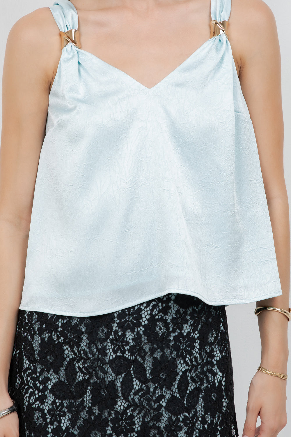 SATIN TANK TOP WITH METALLIC ACCENT RING - Whiteroom+Cactus