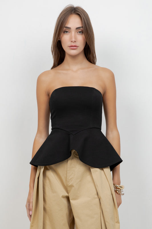 FITTED SLEEVELESS KNIT TOP WITH PEPLUM BOTTOM - Whiteroom+Cactus