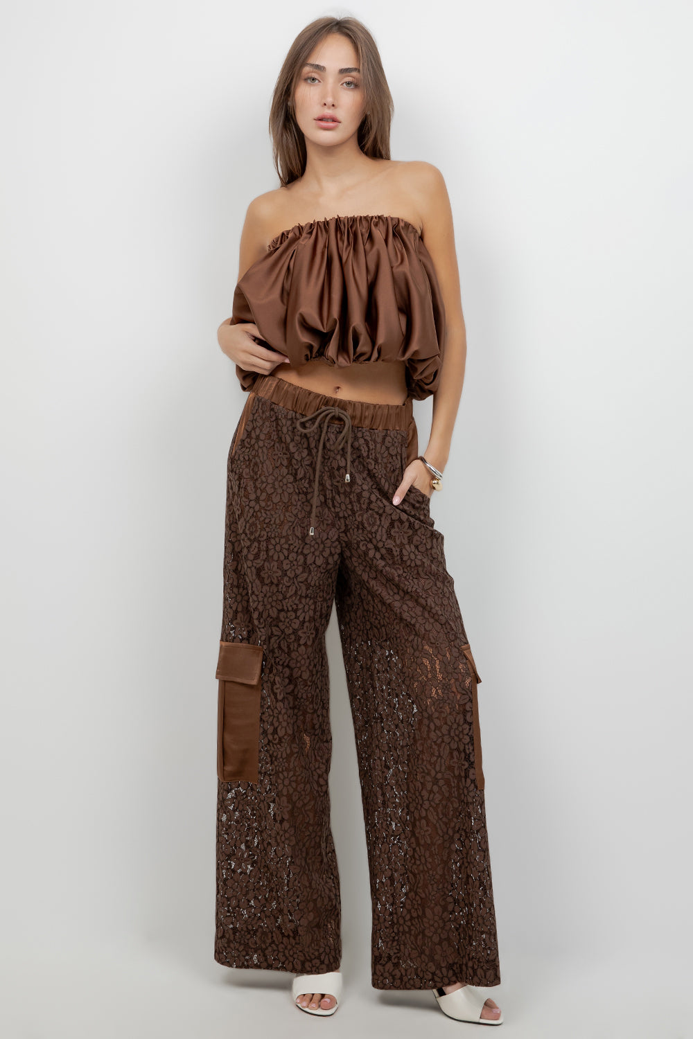 SLEEVELESS MULTI PLEAT SATIN TUBE TOP - Whiteroom+Cactus