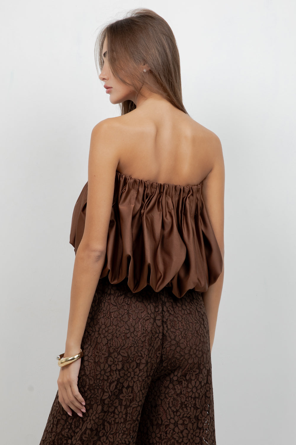 SLEEVELESS MULTI PLEAT SATIN TUBE TOP - Whiteroom+Cactus
