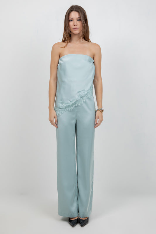 SATIN STRAIGHT LEG TROUSERS - SAGE - Whiteroom+Cactus