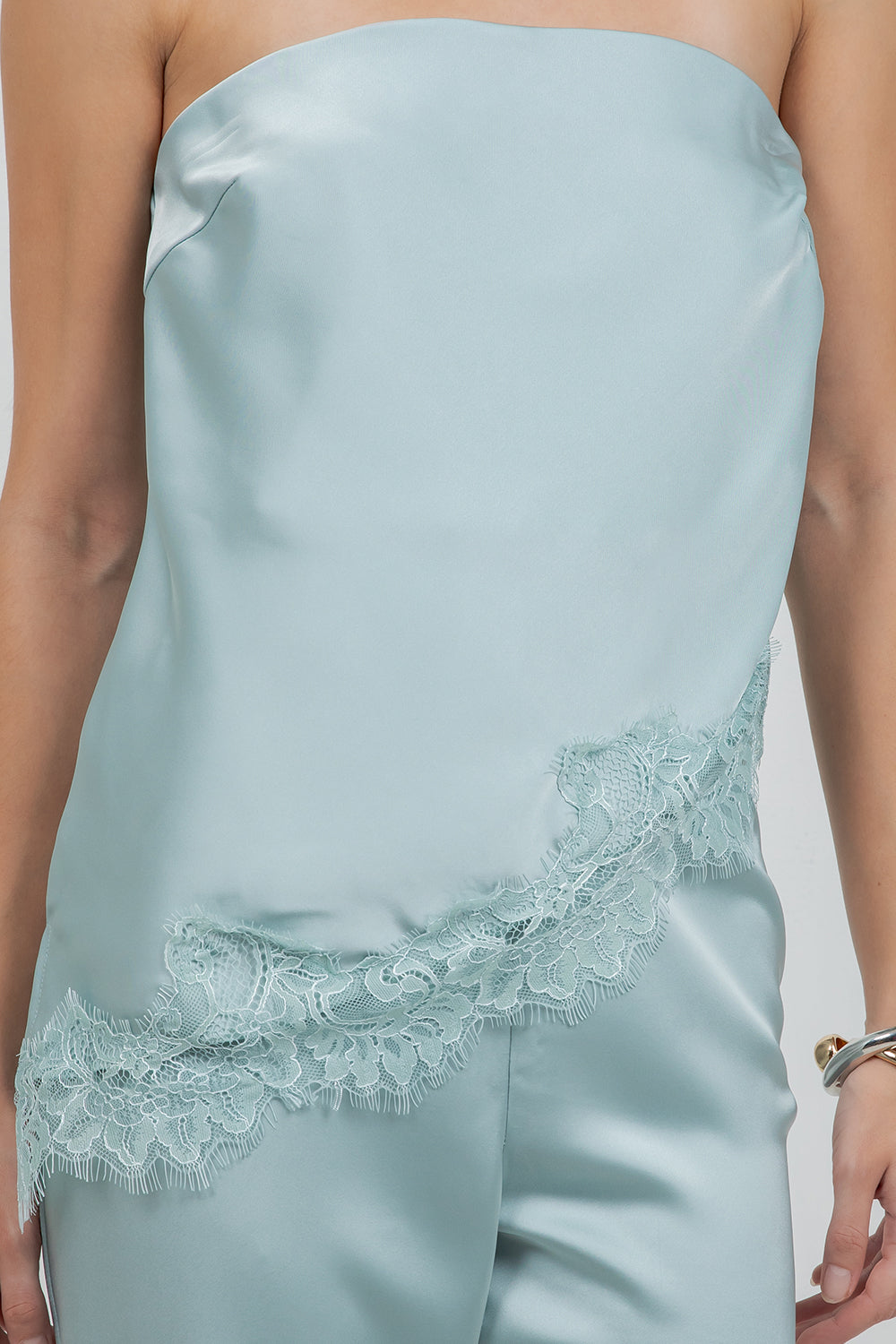 LACE EDGED SATIN TUBE TOP - Whiteroom+Cactus