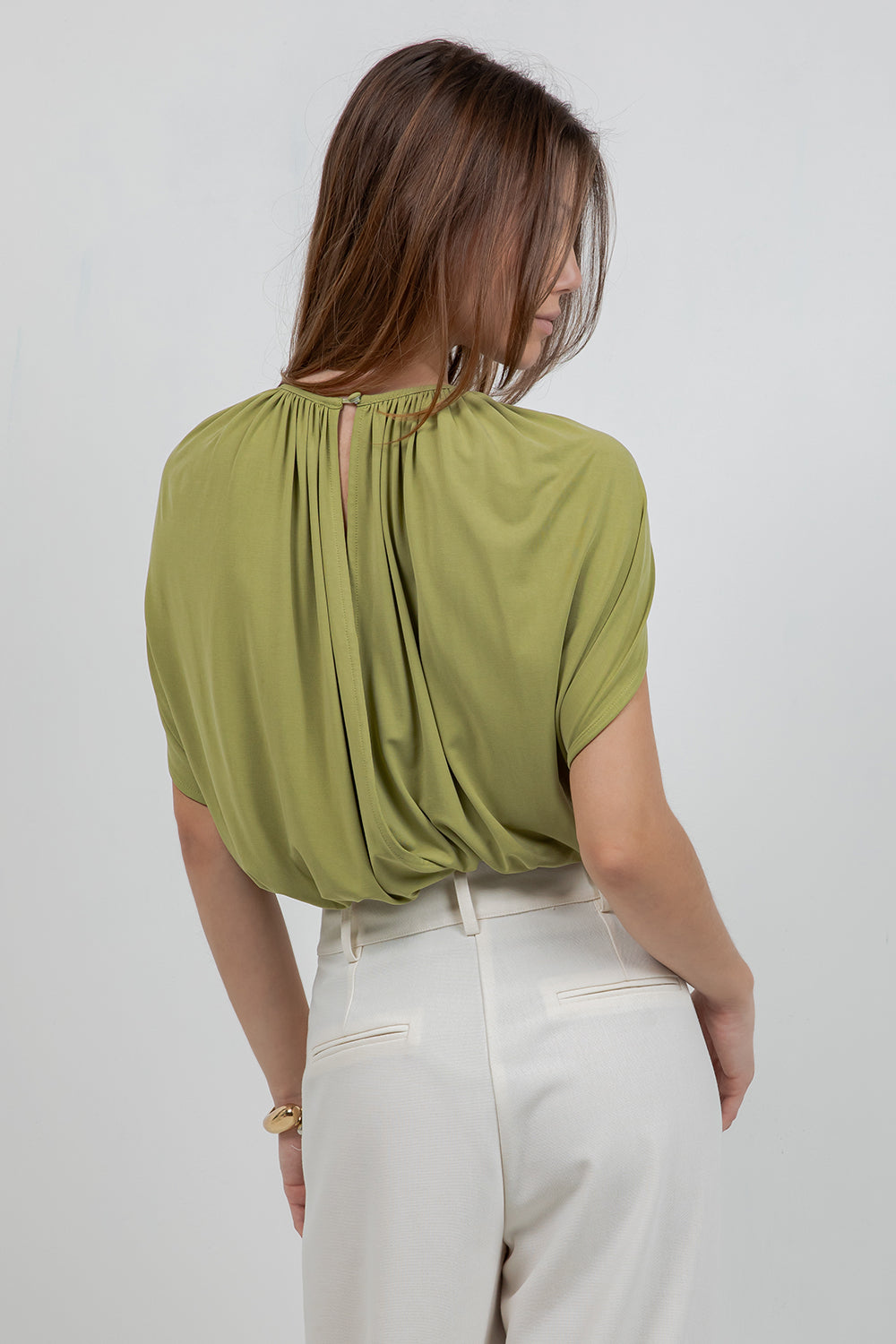 KNITTED SLEEVELESS CAPE BODICE BODYSUIT - LEMONGRASS - Whiteroom+Cactus