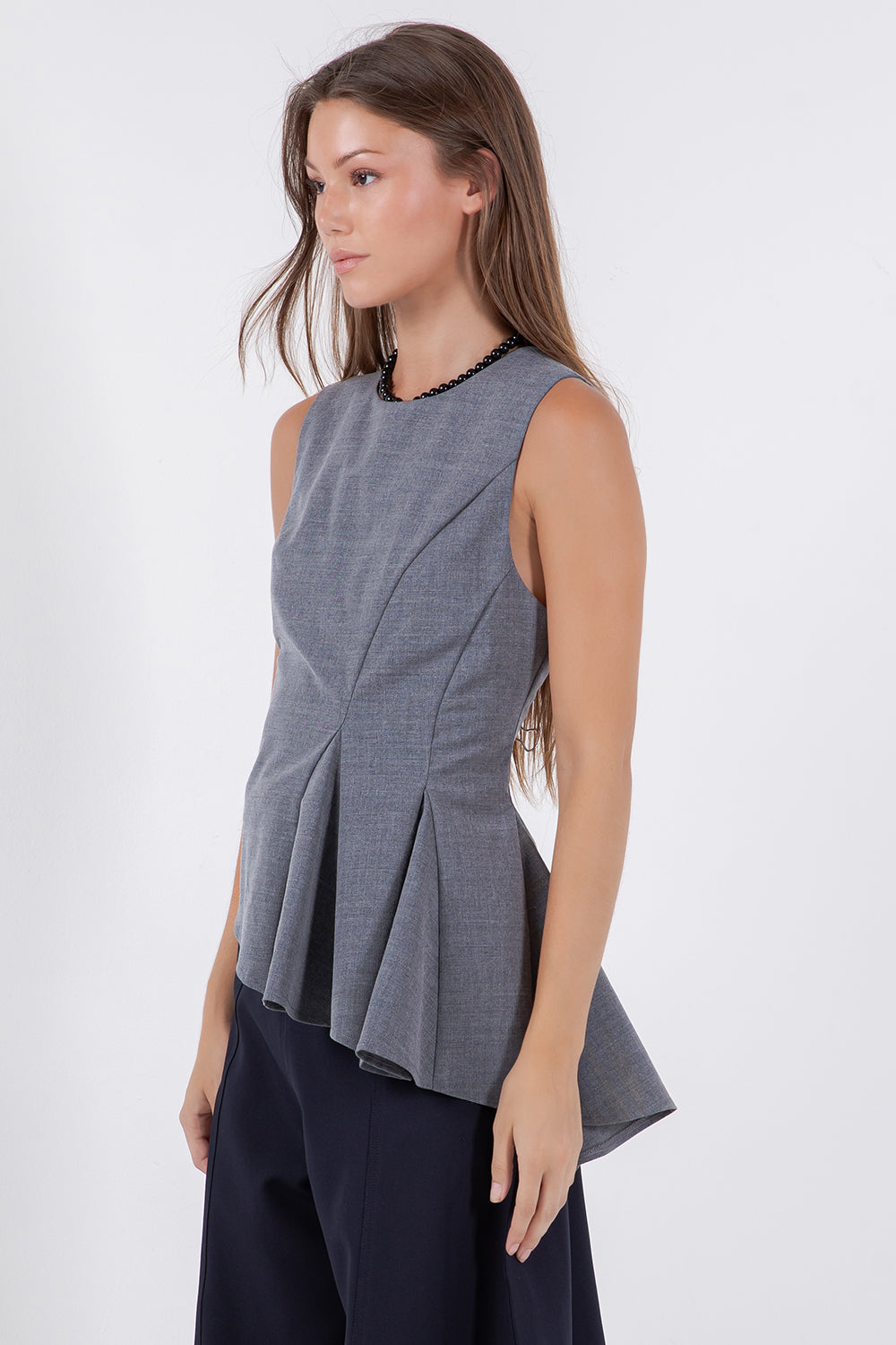 SLEEVELESS ASYMMETRICAL RUFFLE TOP