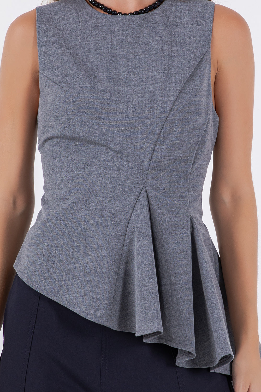 SLEEVELESS ASYMMETRICAL RUFFLE TOP