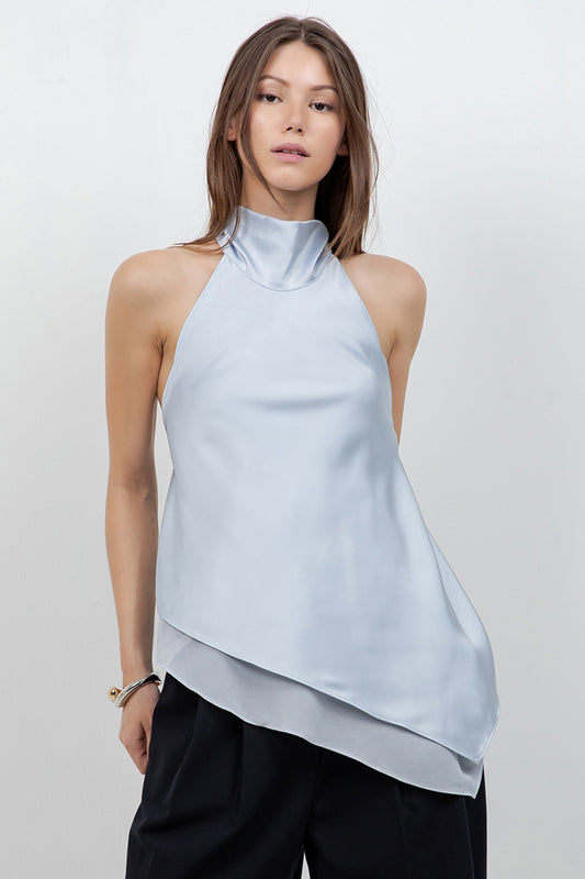 ASYMMETRICAL SATIN BLOUSE WITH OPEN BACK