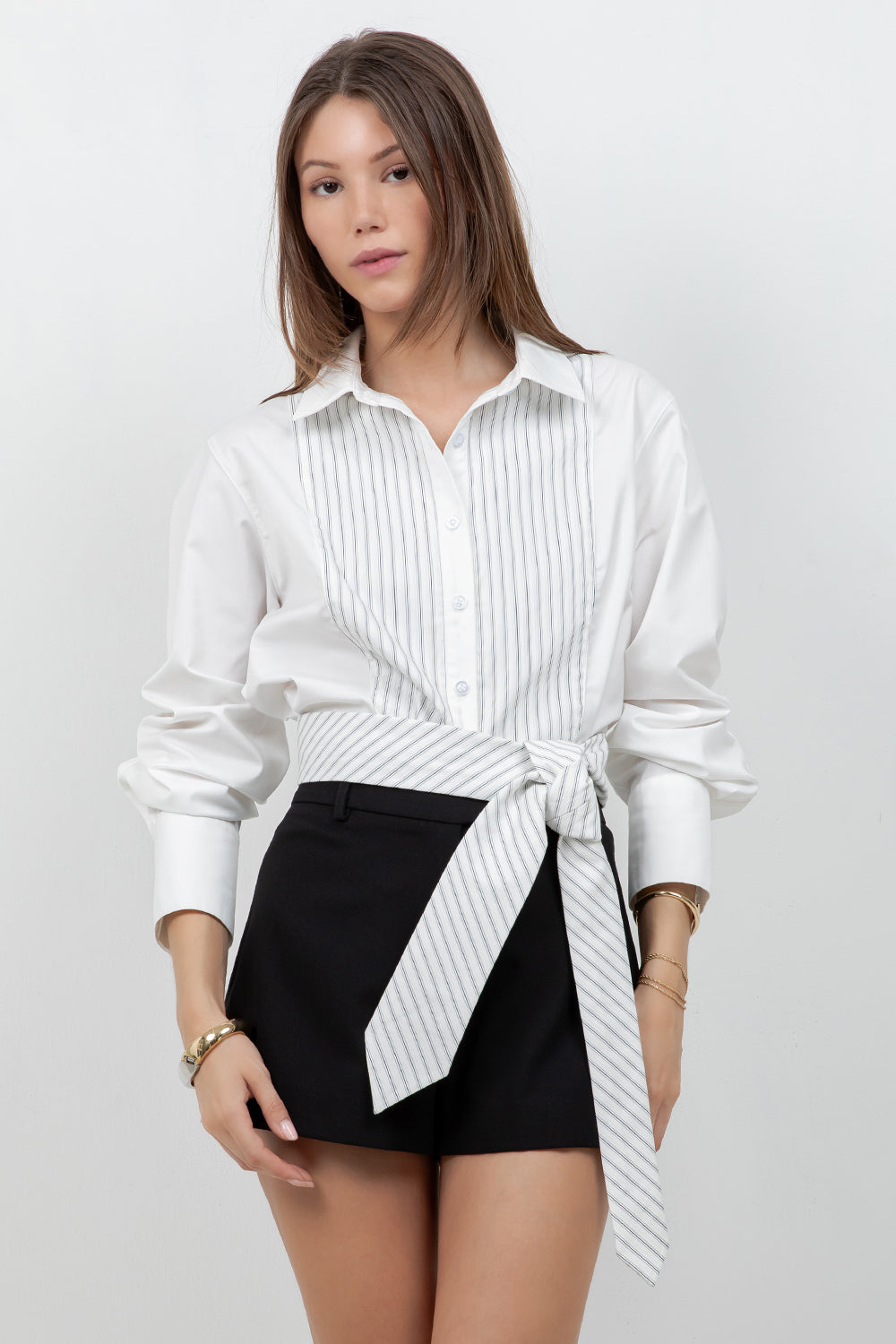 BUTTON DOWN POPLIN SHIRT WITH CONTRAST STRIPE