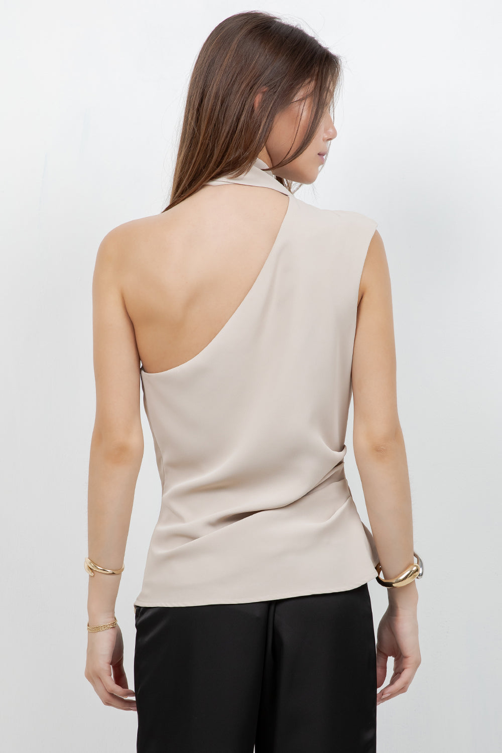 ONE SHOULDER BLOUSE WITH TASSEL FINISH SCARF - Whiteroom+Cactus