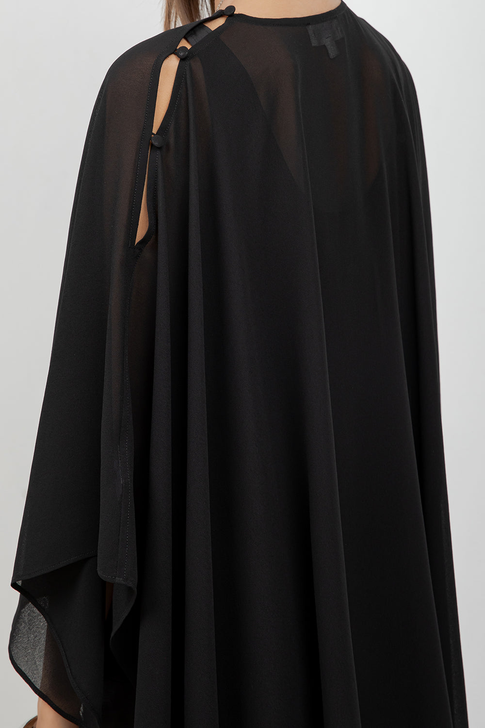 SHEER CHIFFON ASYMMETRICAL PULLOVER CAPE - Whiteroom+Cactus