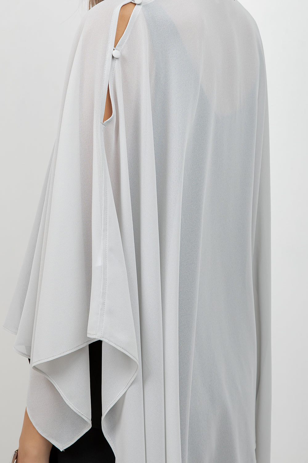 SHEER CHIFFON ASYMMETRICAL PULLOVER CAPE - Whiteroom+Cactus