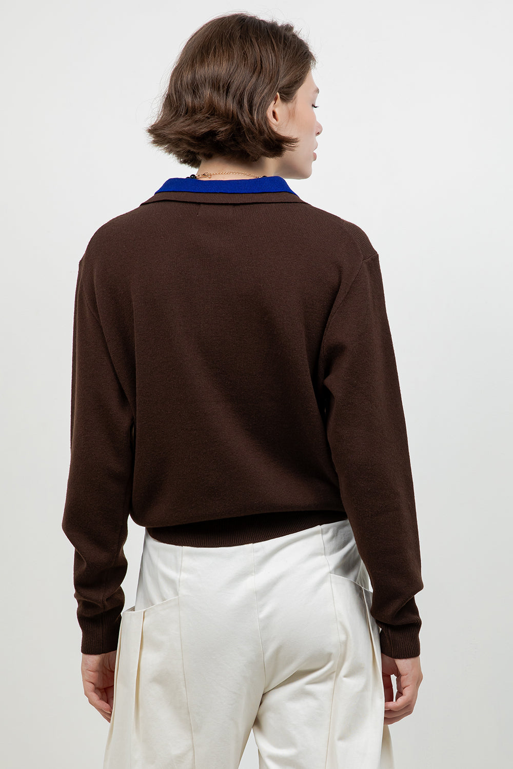 DOUBLE COLLAR BUTTON DOWN KNITTED SWEATER