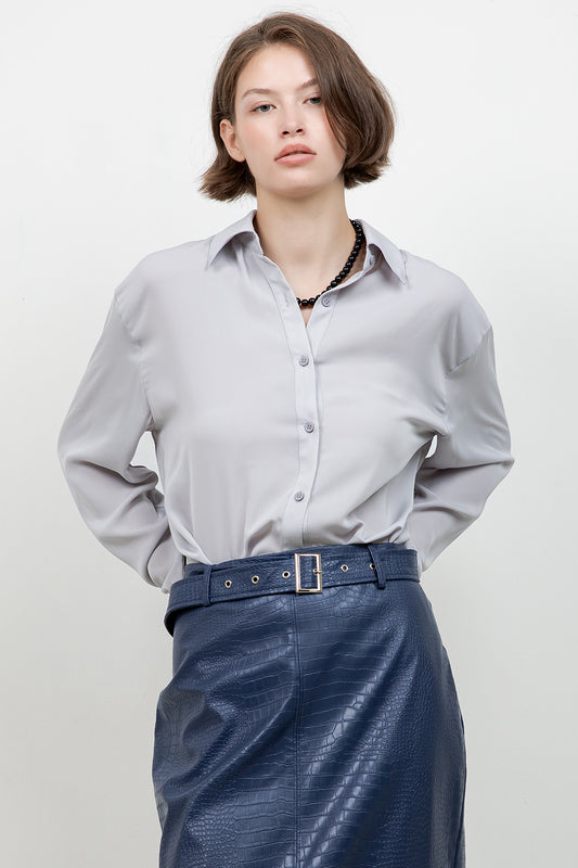 SOFT BUTTON DOWN WOVEN BLOUSE