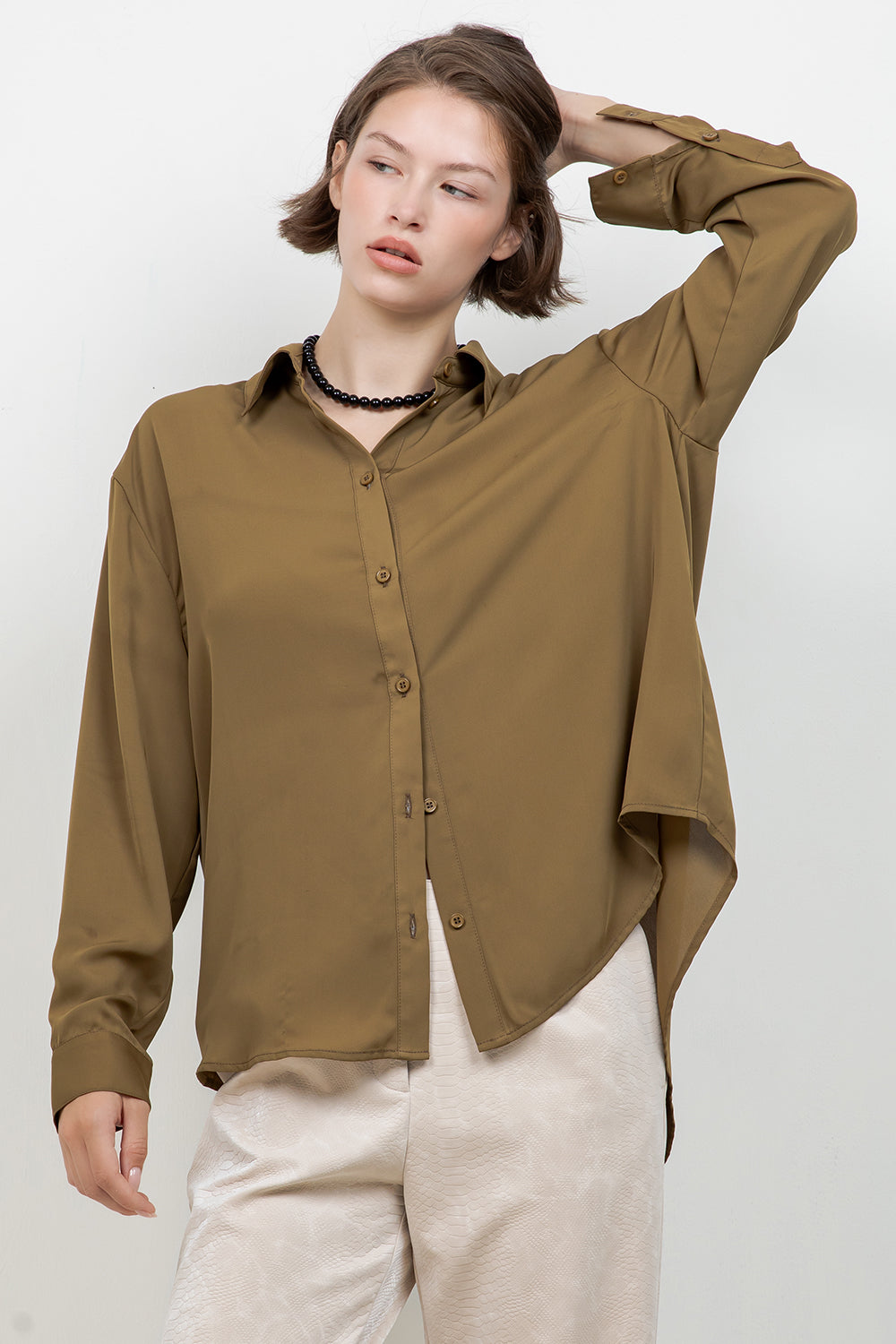 SOFT BUTTON DOWN WOVEN BLOUSE