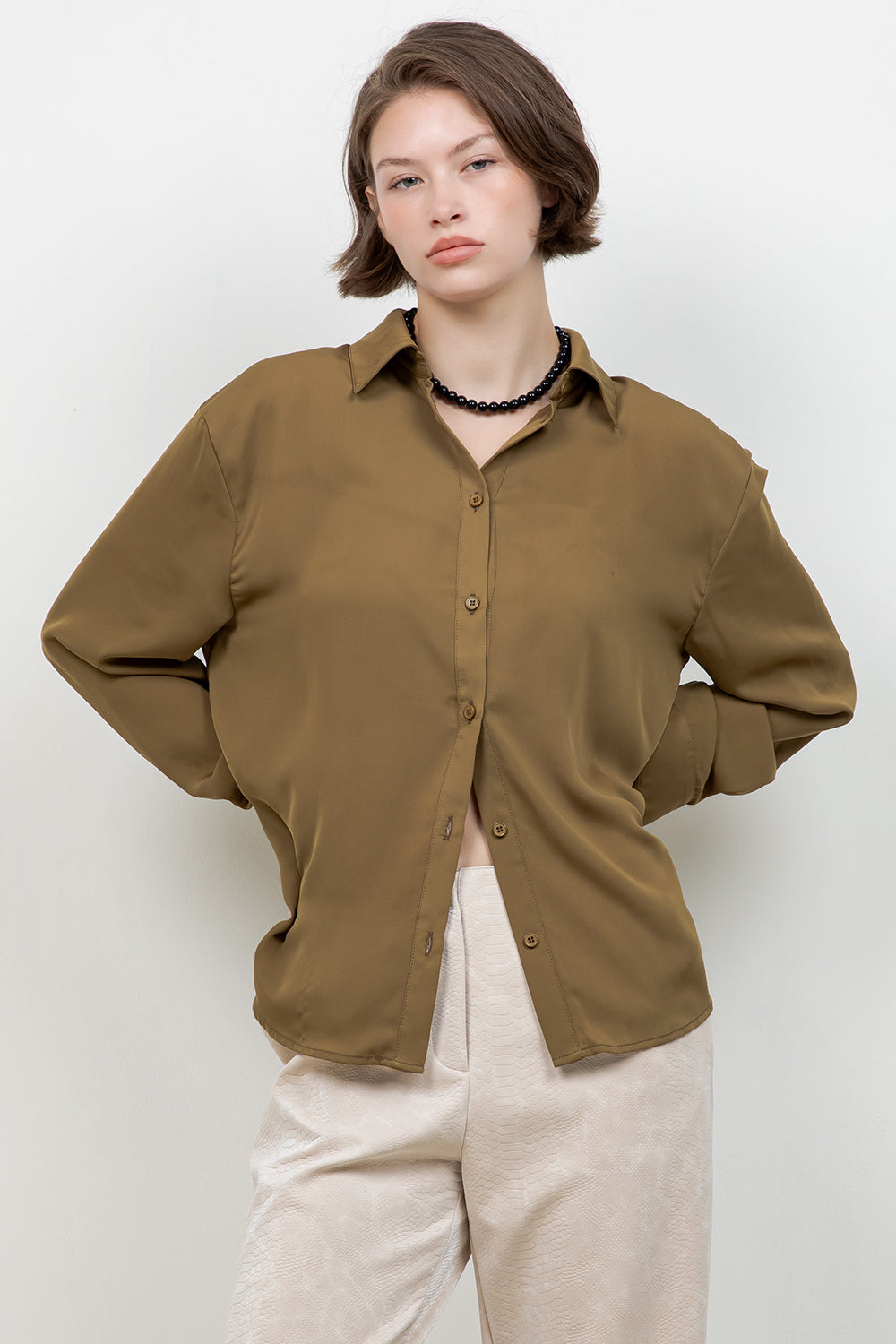 SOFT BUTTON DOWN WOVEN BLOUSE