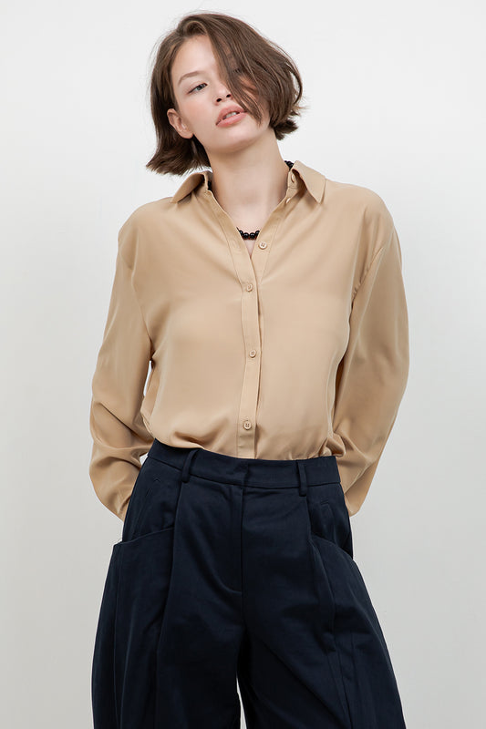 SOFT BUTTON DOWN WOVEN BLOUSE