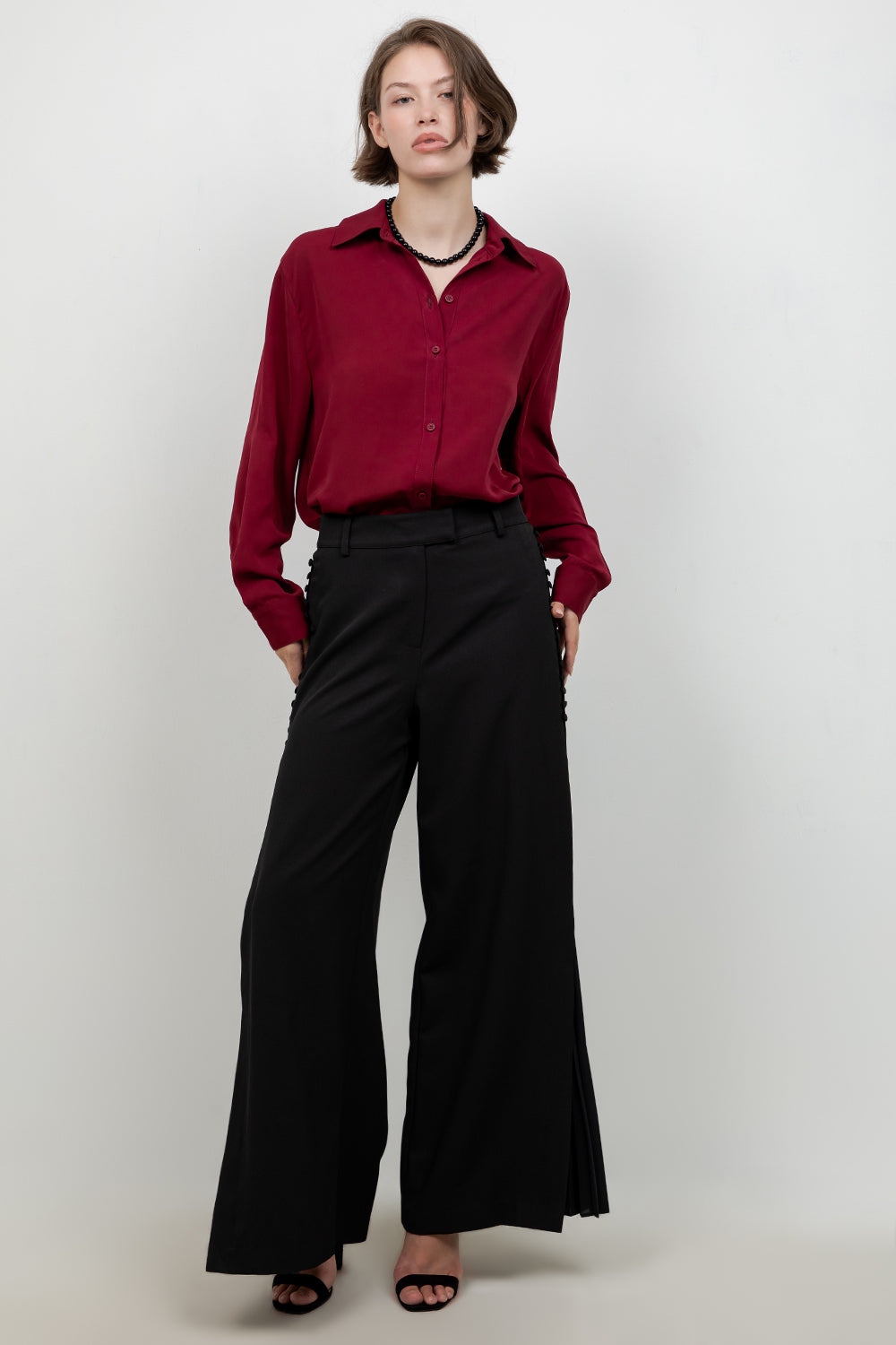 SOFT BUTTON DOWN WOVEN BLOUSE