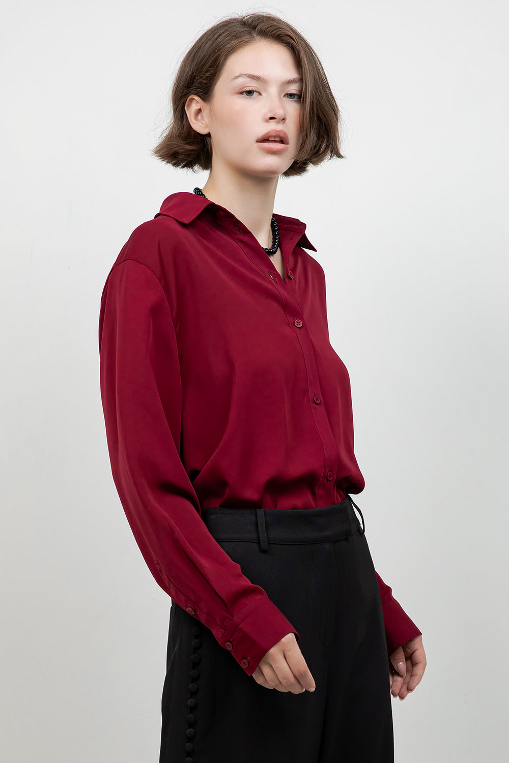 SOFT BUTTON DOWN WOVEN BLOUSE