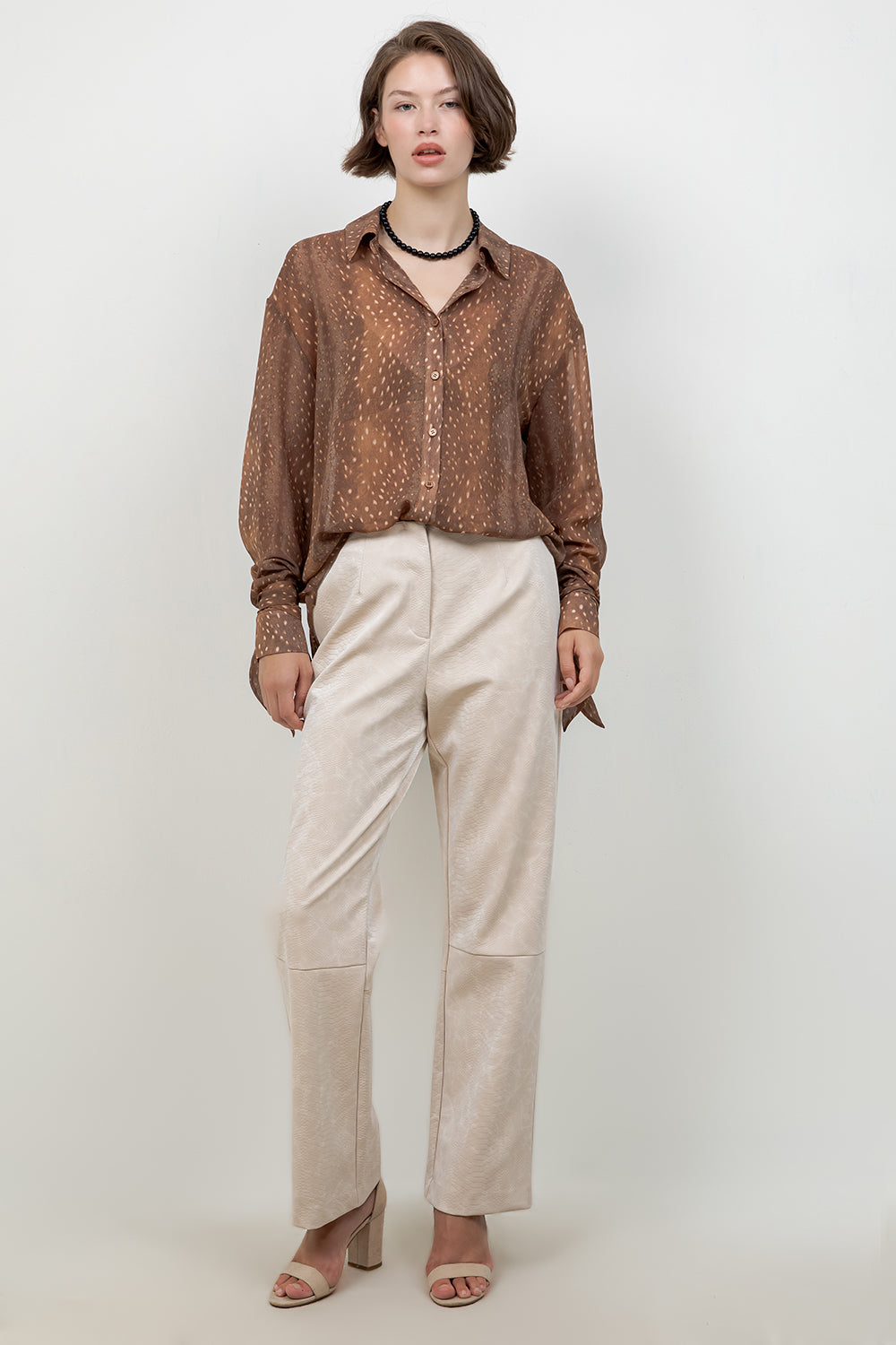 FAUX PU LEATHER SNAKE SKIN EFFECT PANTS