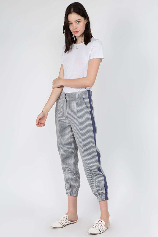 Contrast Insert Cotton Pants - Whiteroom+Cactus