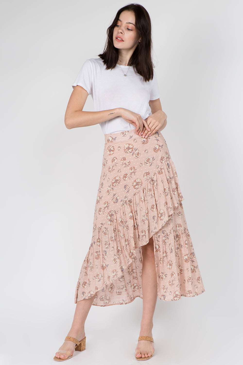 Asymmetrical Floral Skirt - Whiteroom+Cactus