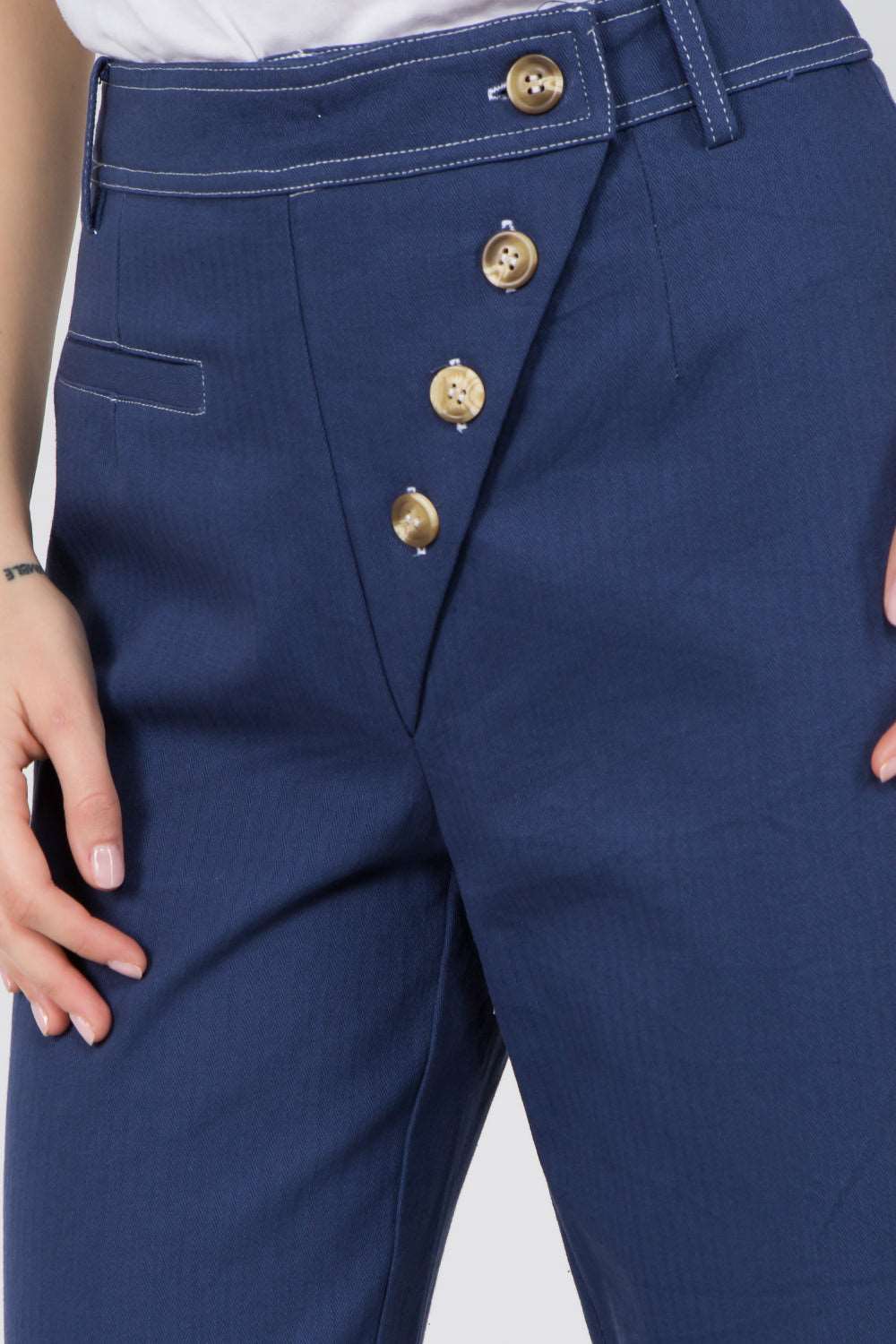 Asymmetrical Button Detail Pants - Whiteroom+Cactus