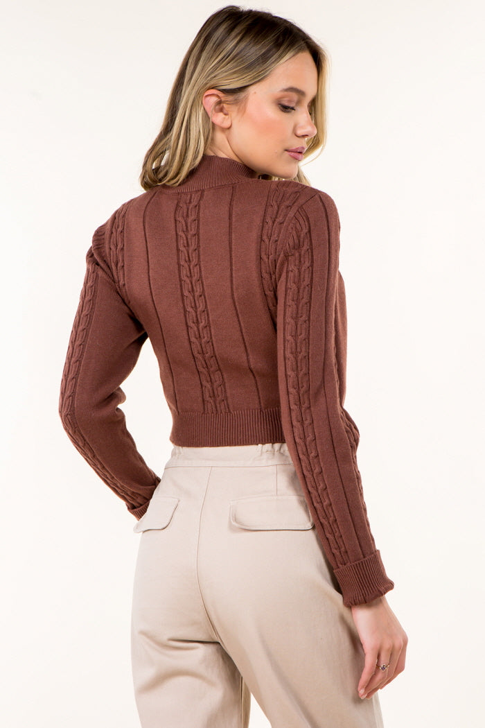 Cross Front Turtle Neck Sweater