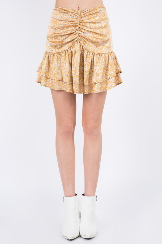 Emma Ruche Satin Skirt