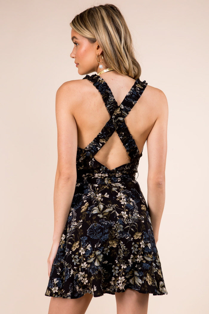 Scrunchie Back Detail Floral Dress
