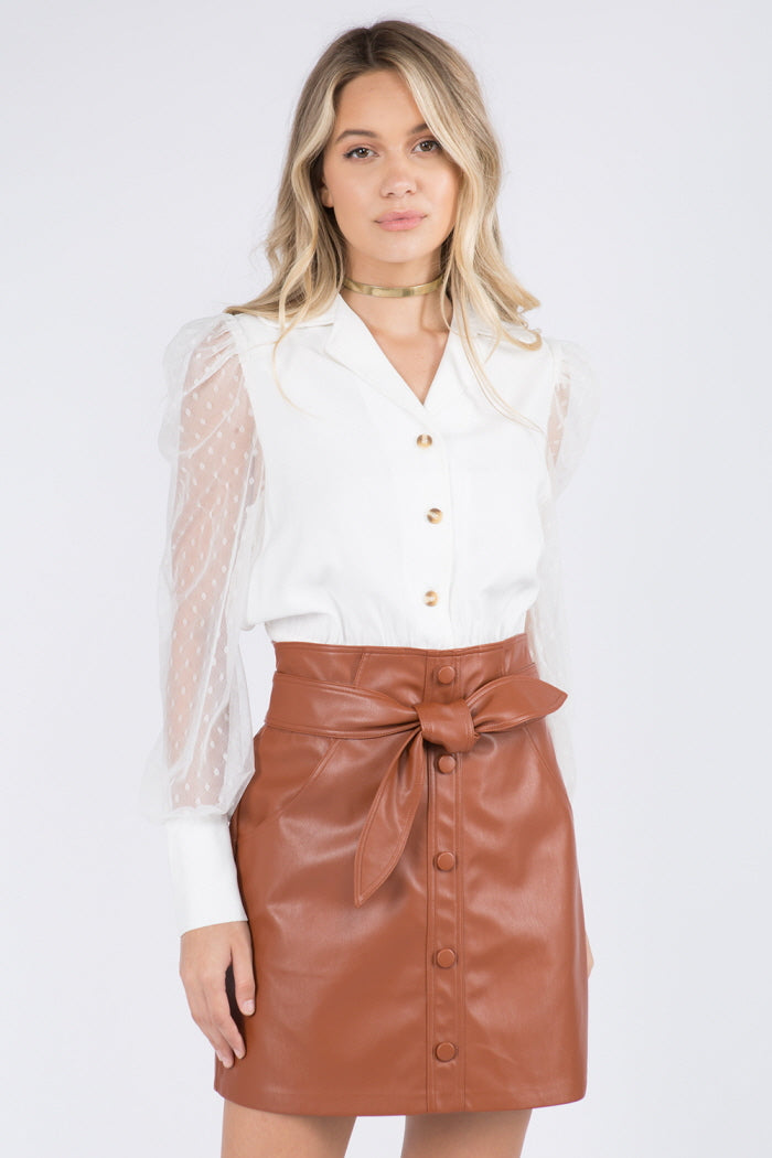 Tie Front Leather Skirt - Whiteroom+Cactus