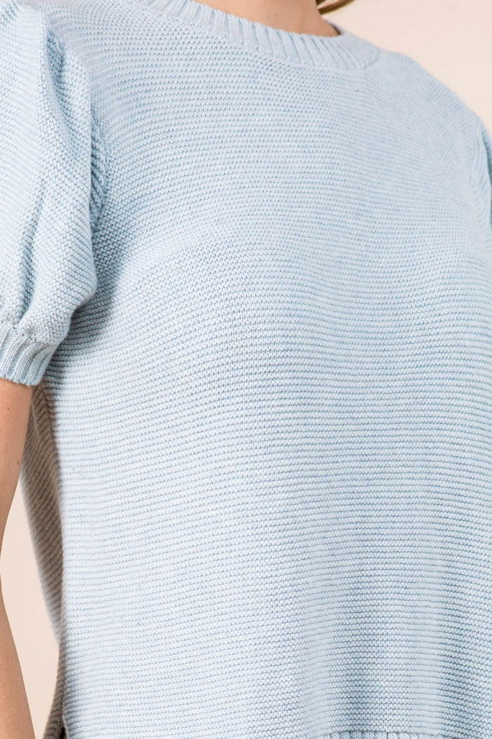 Puff Sleeve Detail Spring Pullover Sweater