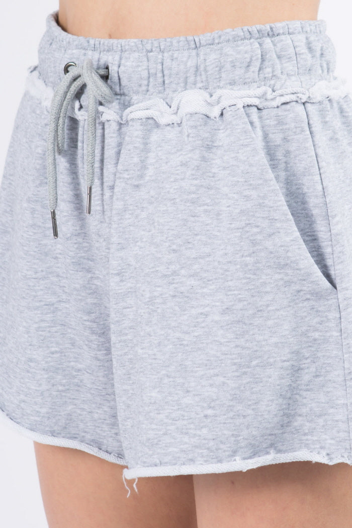 Raw hem sweat discount shorts