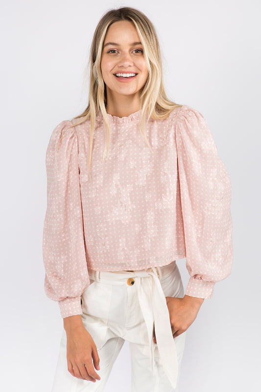 Ruffle Mock Neck Crop Blouse - Whiteroom+Cactus