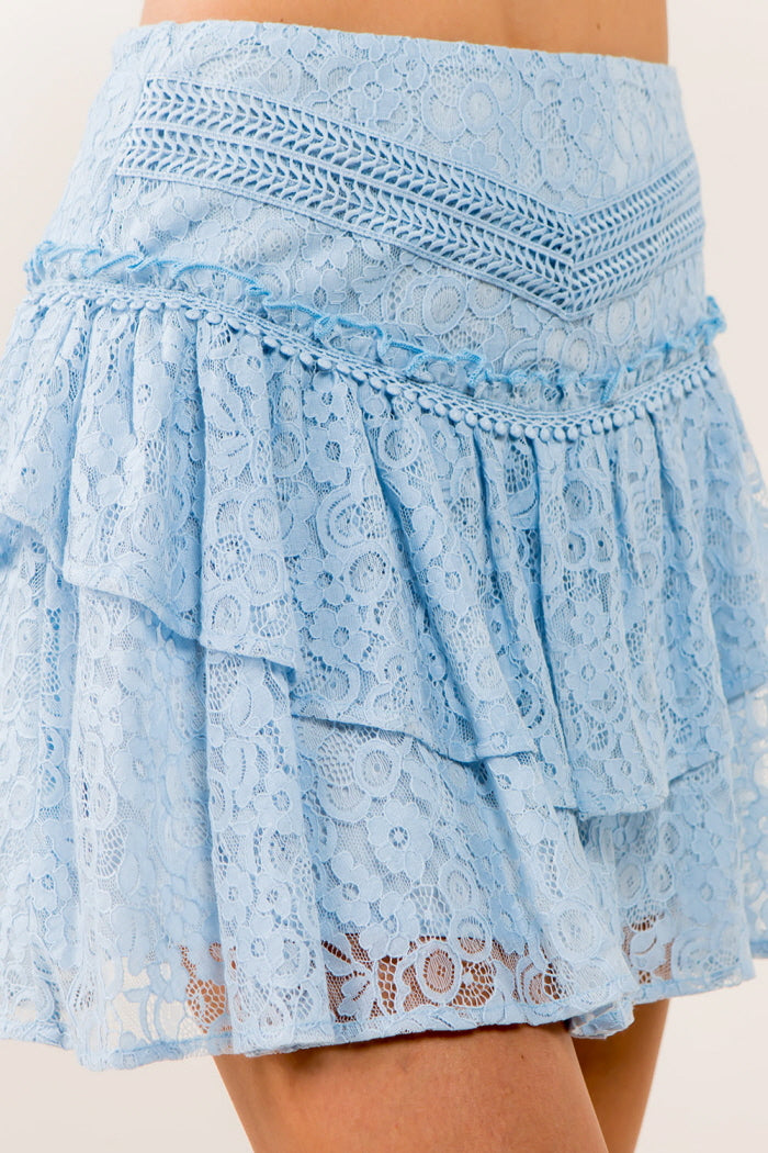 Ruffle Lace Mini Skirt