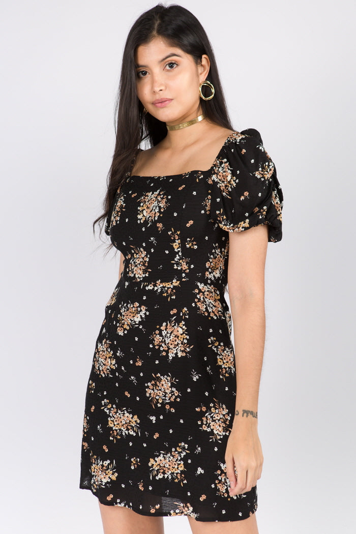 Puff Sleeves Floral Dress - Whiteroom+Cactus