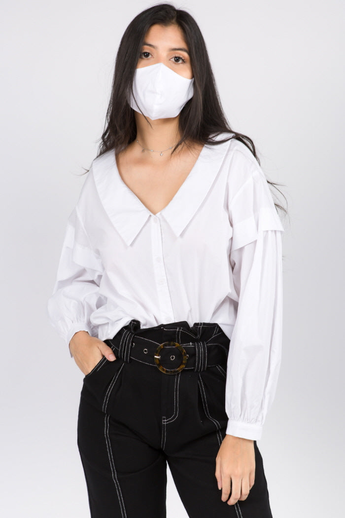 Wide Collar Poplin Shirt + Mask - Whiteroom+Cactus