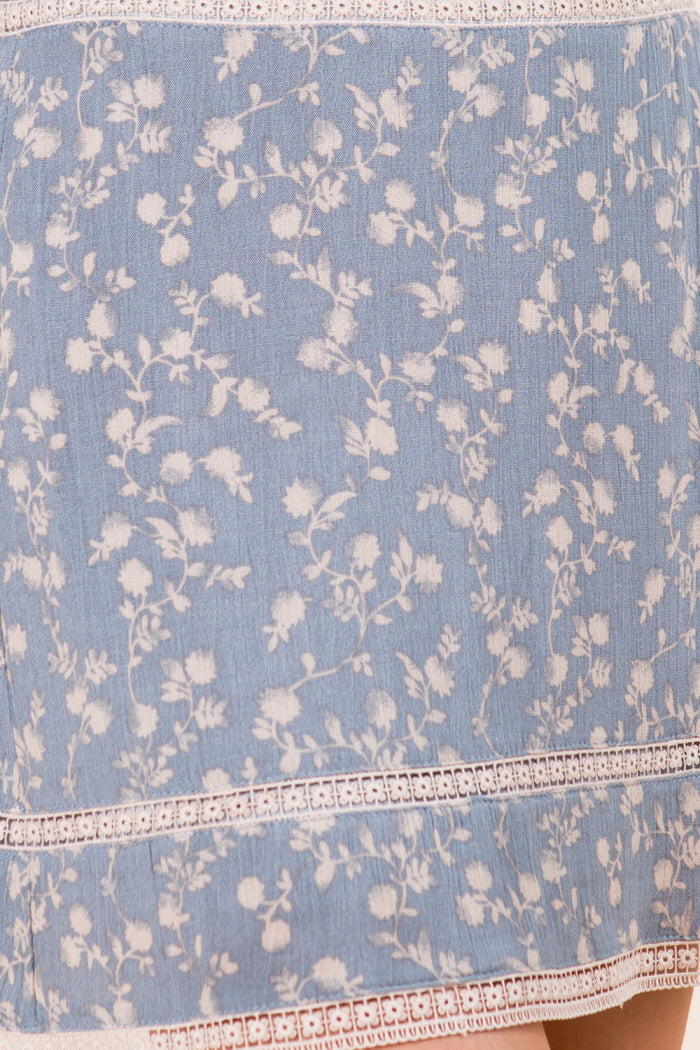 Trim Detail Floral Skirt