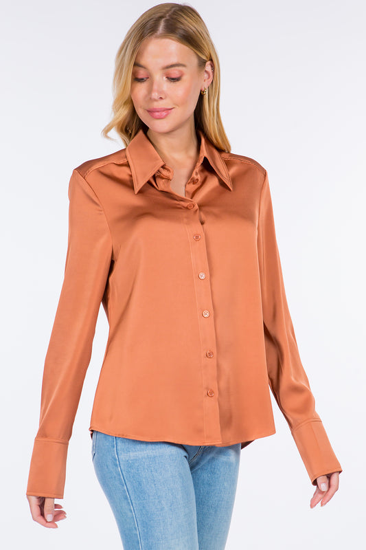 Satin Button Down Shirt