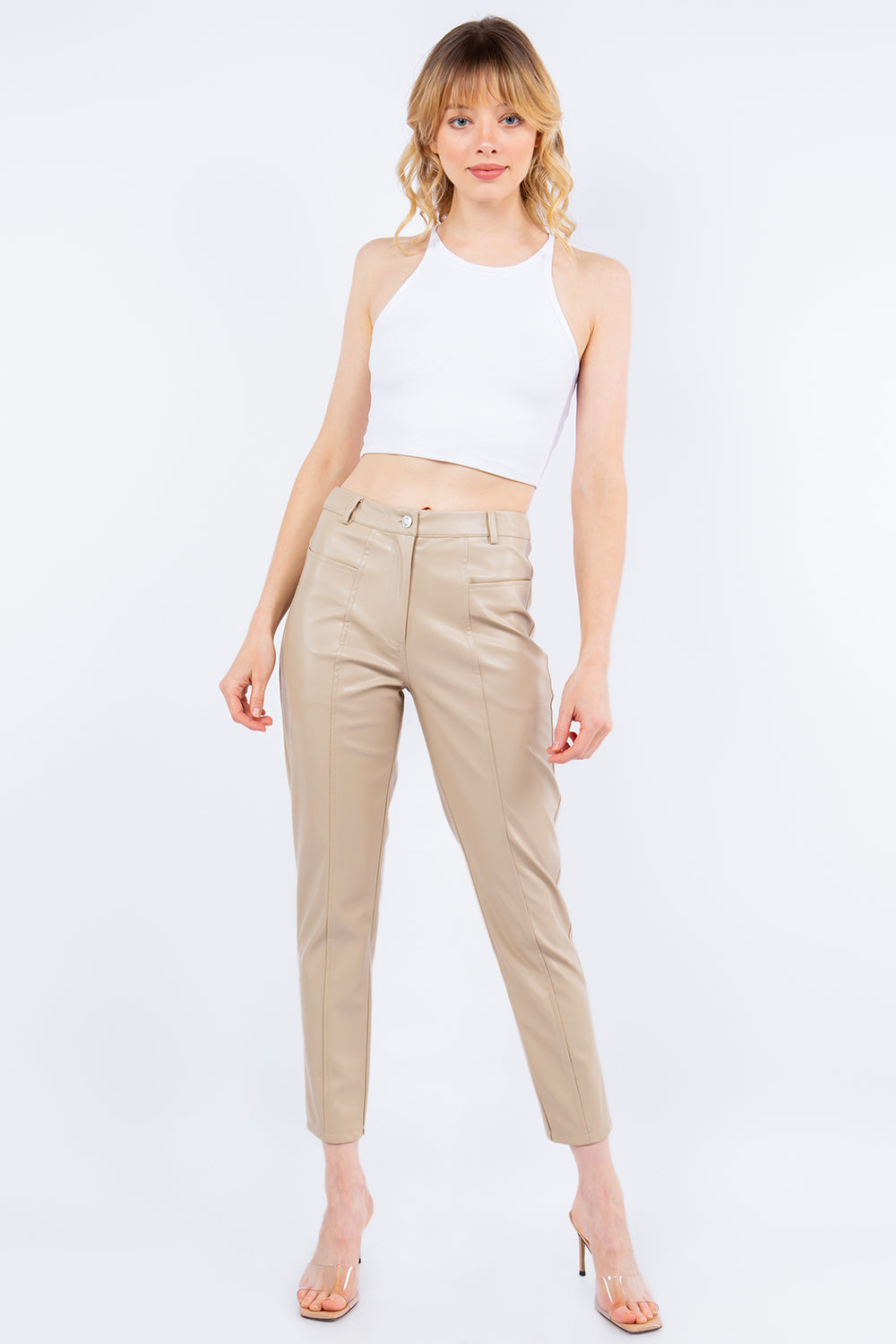 PU Leather Cropped Pants