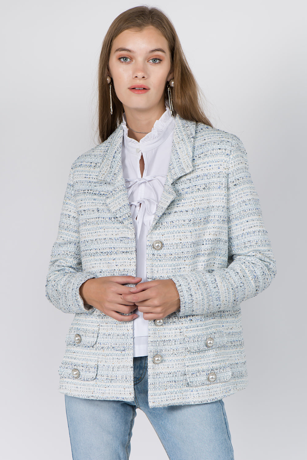 Tweed Pearl Button Blazer - Whiteroom+Cactus