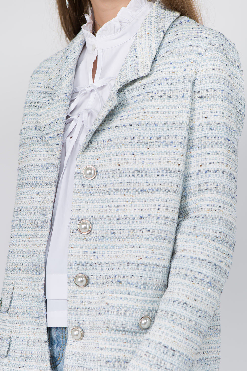 Tweed Pearl Button Blazer - Whiteroom+Cactus